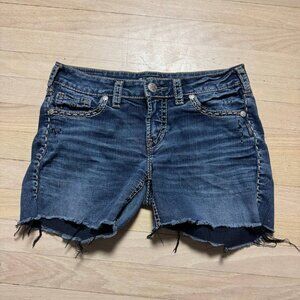 Vintage Silver Jeans Aiko Low Rise Distressed Cutoff Shorts Embroidered S 29W